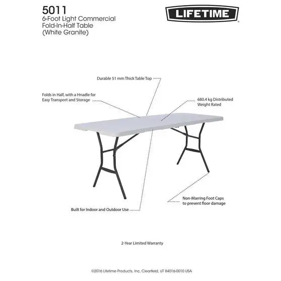 Lifetime Blow Mould Folding Table 183cm - Image 4