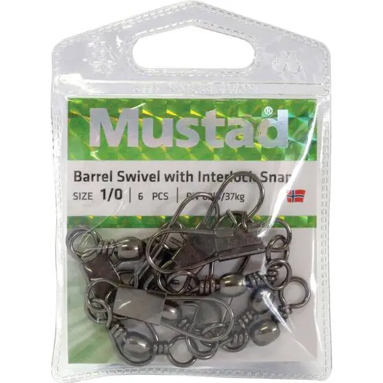 Mustad Barrel Black Inter Lock Swivel