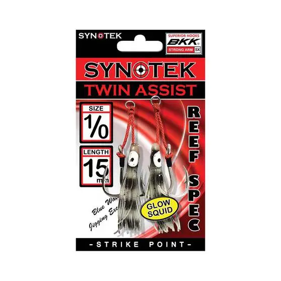 Synotek Twin Assist Hooks 1/0 1.5cm Black Glow
